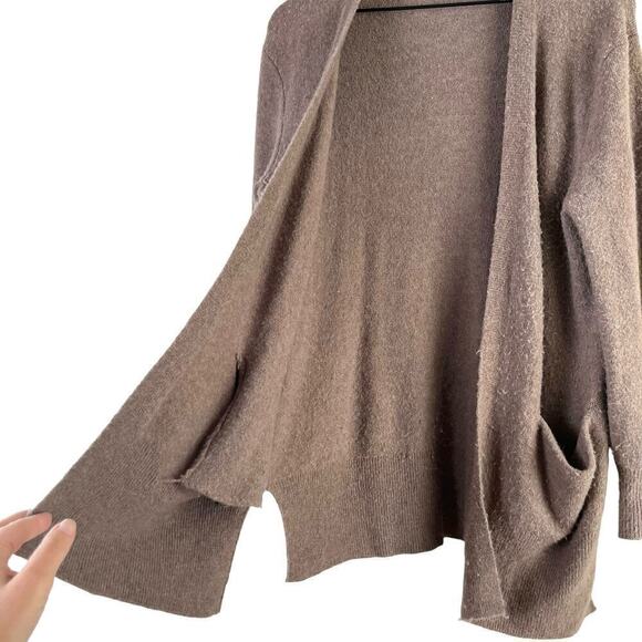 Madewell Cozy Walker Cardigan Open Front Merino Wool & Alpaca Heather Brown, XS - Picture 8 of 12